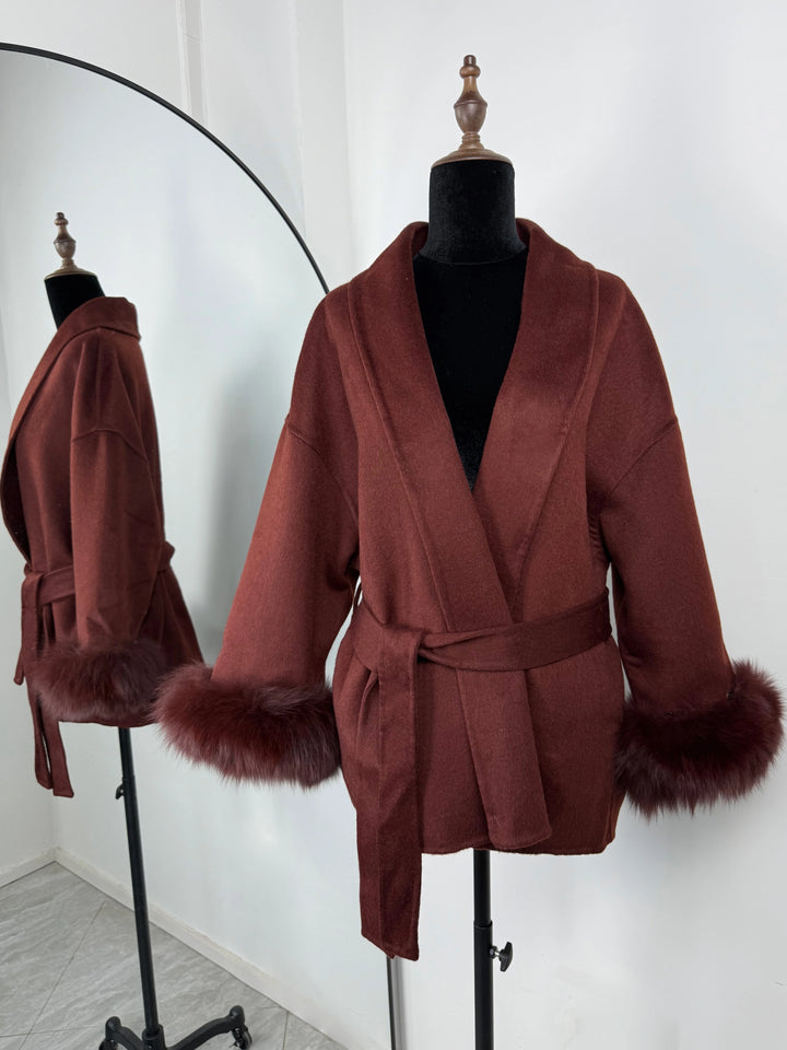 TARUXY fourrure de renard laine manteaux femmes manteau court bureau dame amovible élégant Double face laine pardessus 2025 nouvelle veste Cardigan