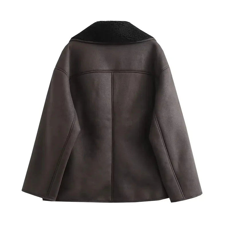 MUJER 2025 femme épais Faux cuir vestes pour femmes automne hiver manteaux chauds femme Demi-saison en peluche veste femmes vêtements d'extérieur
