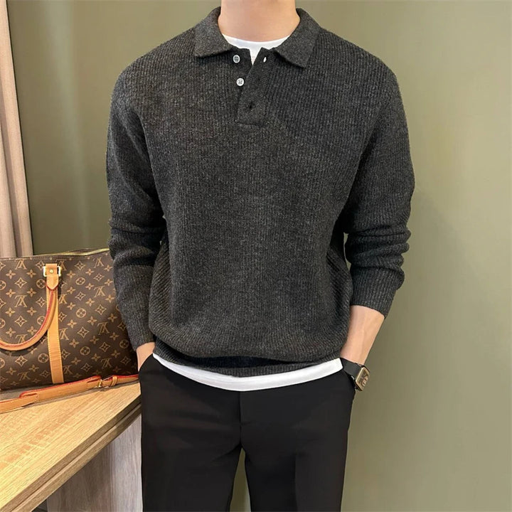 Hommes pull Polo mâle pull pull solide épaissir automne hiver grande taille 3XL 4XL corée japon mode vêtements hommes tricots