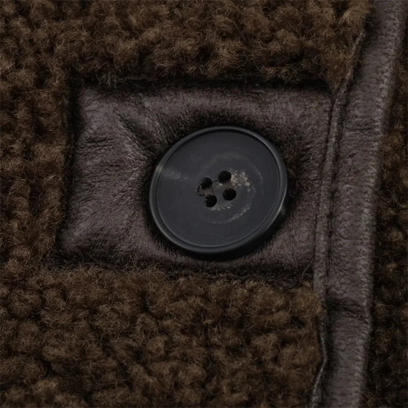 Veste femme automne manteau réversible fourrure et cuir pardessus femme velours côtelé veste en cuir