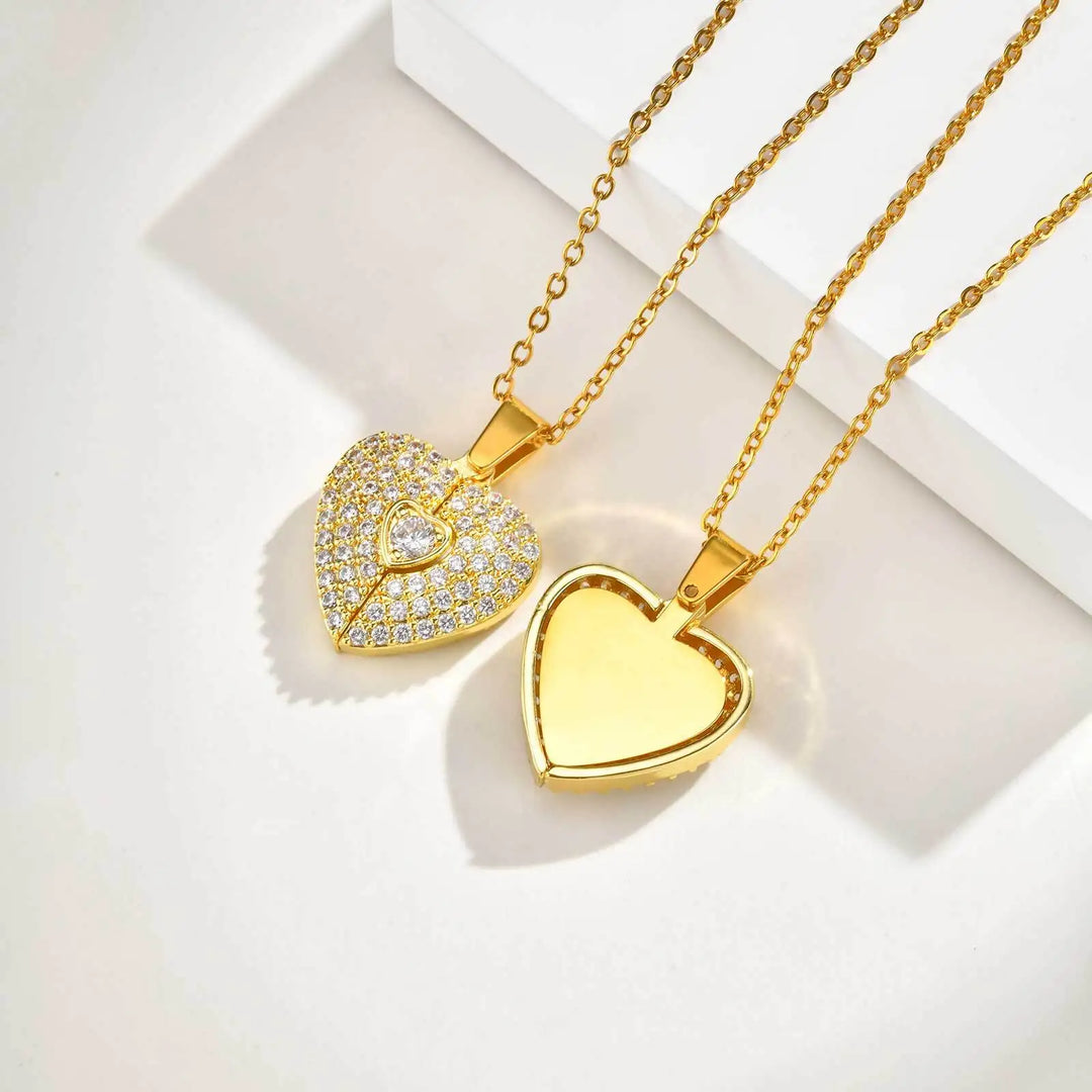 Collier Cœur Photo Personnalisé – Un Bijou Brillant Chargé d’Émotion Femmes