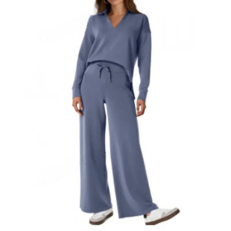 Ensemble pantalon de trajet en Fiber de Polyester pour femmes, décontracté, à la mode, manches longues, cordon de serrage, couleur unie, nouveau Style, printemps automne