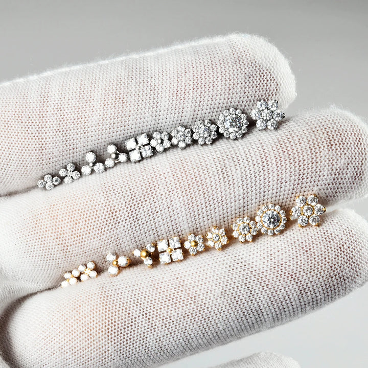 Boucle d'oreille Piercing Fleur en Titane G23 – Brillance Délicate et Confort