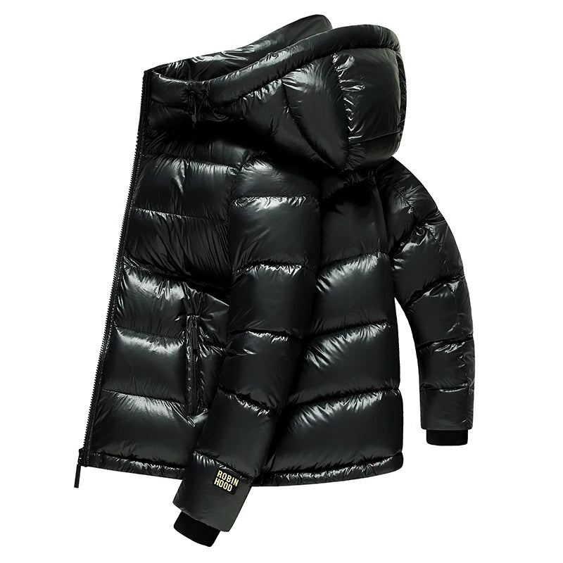 Nouvelle norme nationale 90% doudoune épaisse d'hiver, veste à pain à capuche brillante, doudoune pour jeunes pour vêtements pour hommes