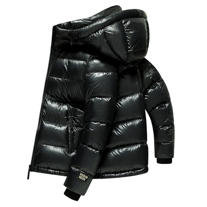 Nouvelle norme nationale 90% doudoune épaisse d'hiver, veste à pain à capuche brillante, doudoune pour jeunes pour vêtements pour hommes
