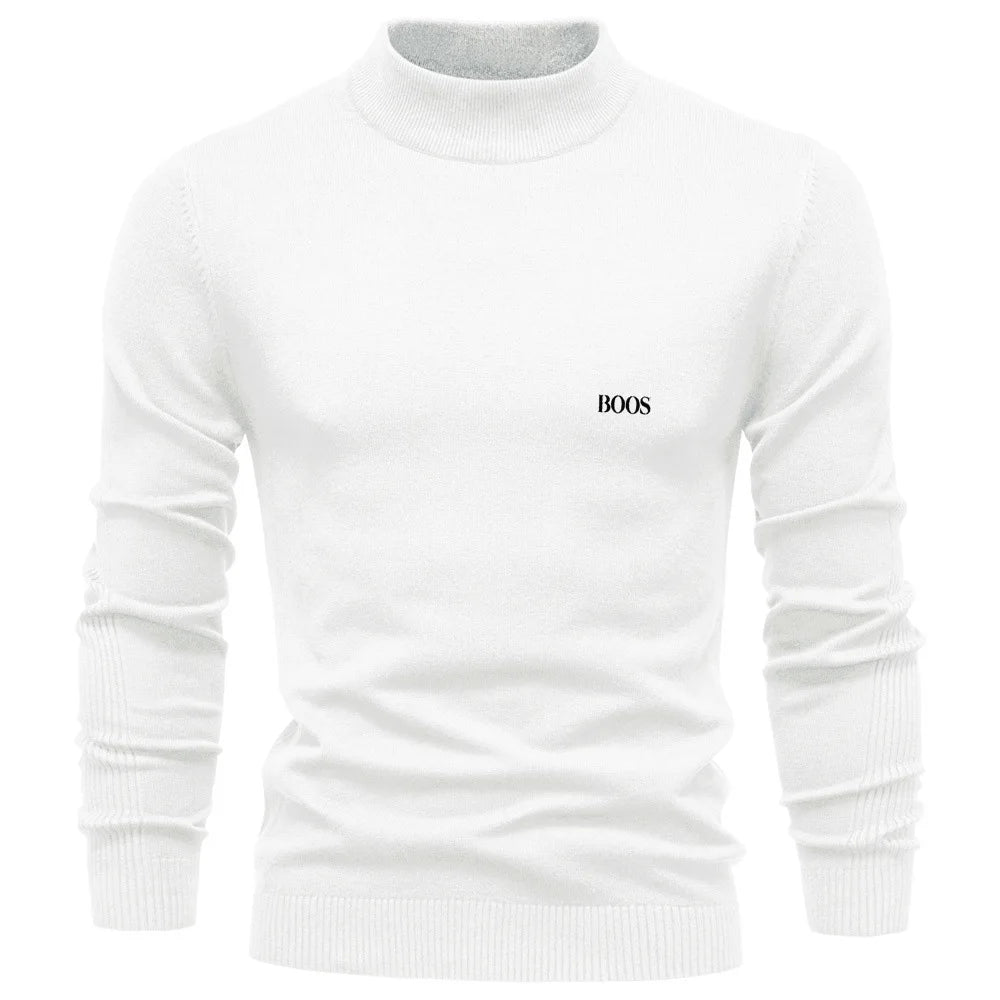 Pull homme col mi-haut à coupe ajustée, élégant et confortable
