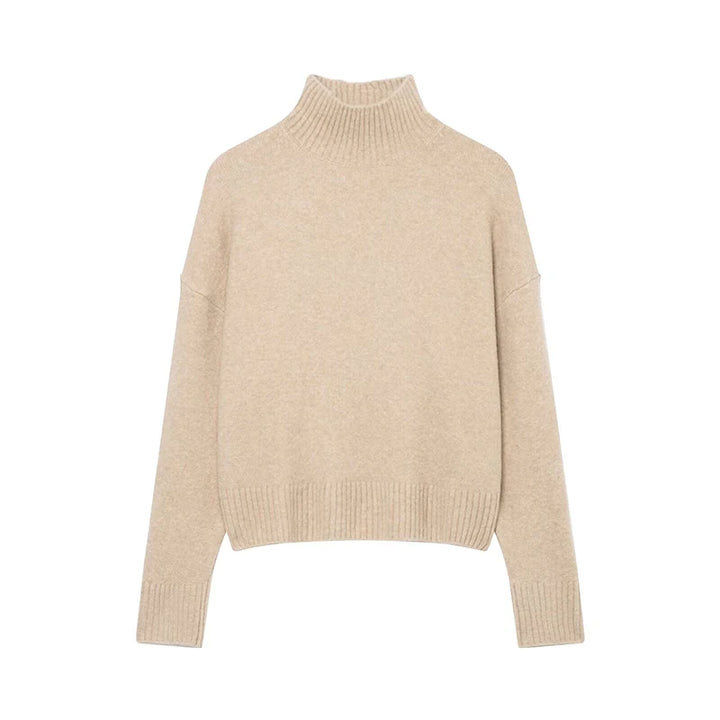Femmes élégant doux haut tricoté femmes mode à manches longues col montant pull pull 2025 nouveau décontracté lâche tricots hauts