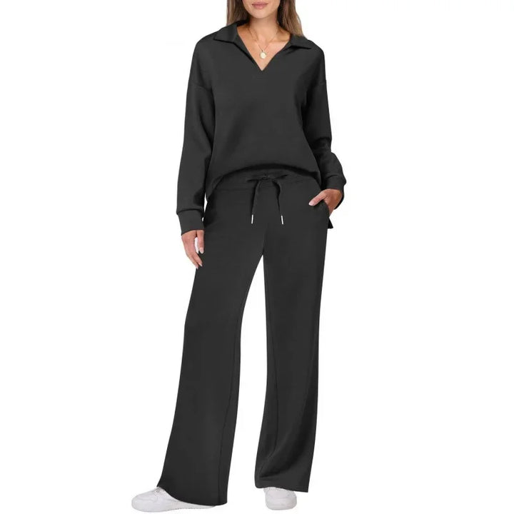 Ensemble pantalon de trajet en Fiber de Polyester pour femmes, décontracté, à la mode, manches longues, cordon de serrage, couleur unie, nouveau Style, printemps automne