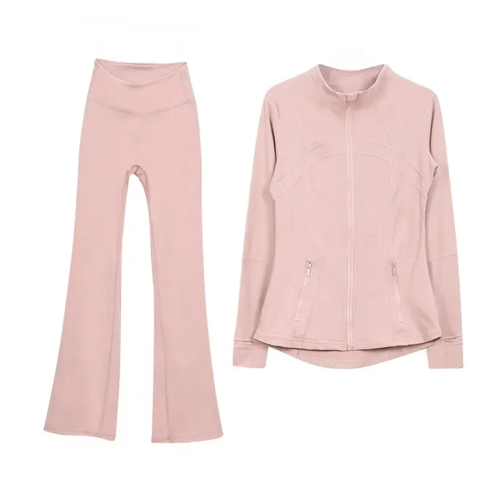 2025 L310 Tenue de yoga pour femme deux pièces pantalons longs évasés costumes
