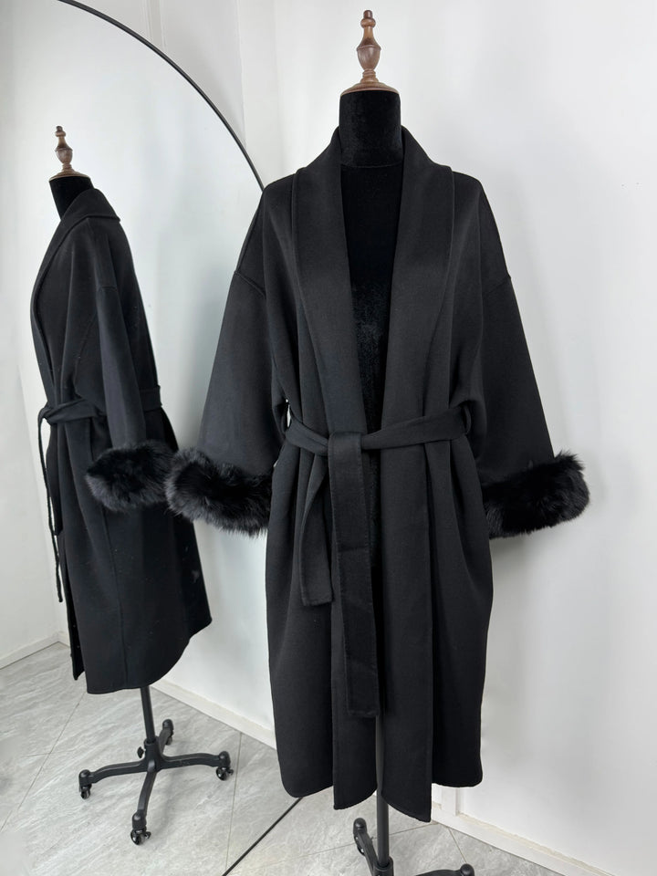TARUXY fourrure de renard laine manteaux femmes manteau court bureau dame amovible élégant Double face laine pardessus 2025 nouvelle veste Cardigan