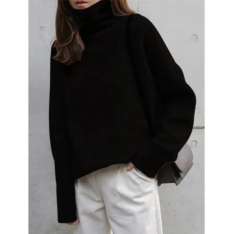 Pull Col Roulé Oversize – Élégance Décontractée Moderne
