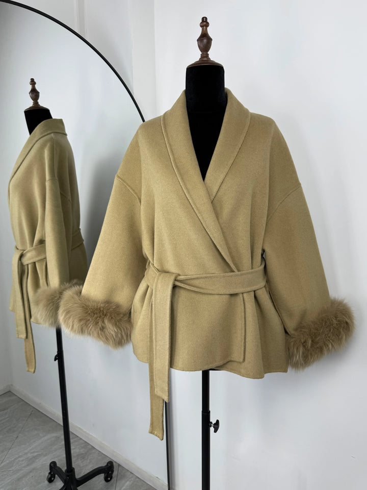 TARUXY fourrure de renard laine manteaux femmes manteau court bureau dame amovible élégant Double face laine pardessus 2025 nouvelle veste Cardigan