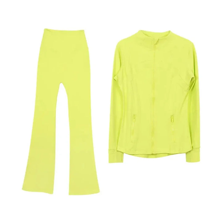 2025 L310 Tenue de yoga pour femme deux pièces pantalons longs évasés costumes