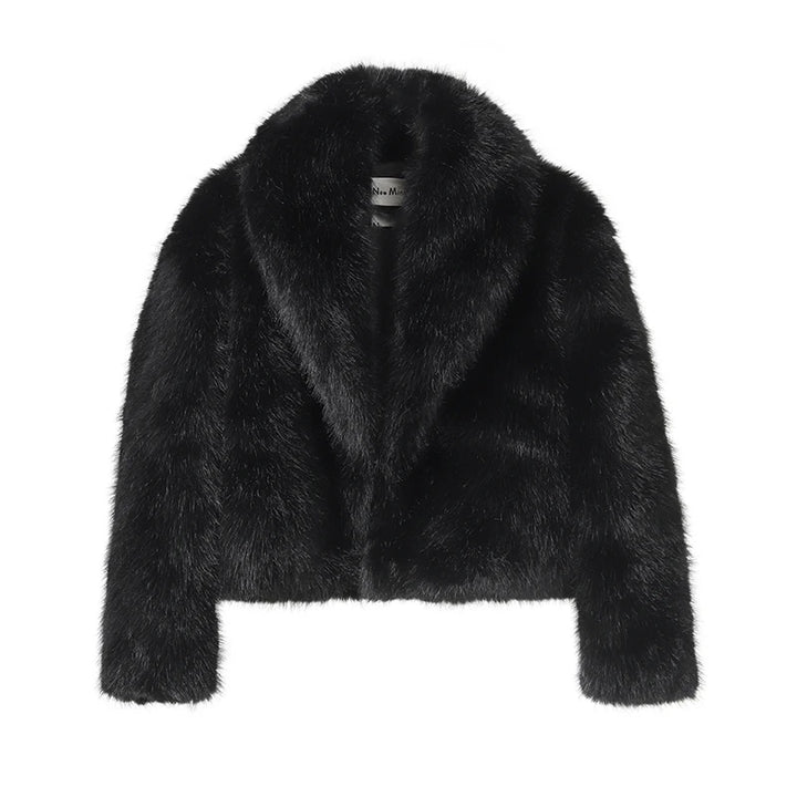 Neo Mint Street Fashion – manteau en fausse fourrure de renard pour femme, veste courte noire, Vintage, Chic, hiver 2024