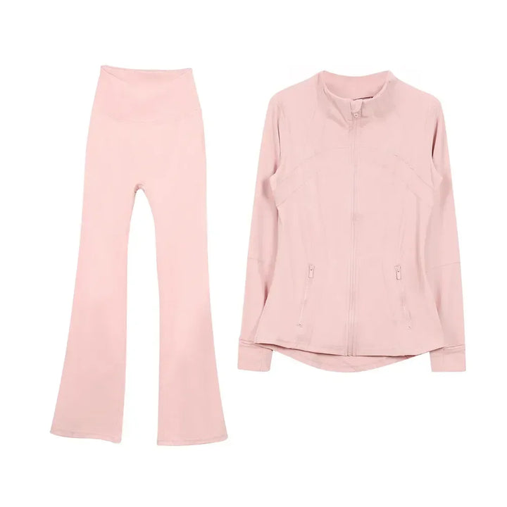 2025 L310 Tenue de yoga pour femme deux pièces pantalons longs évasés costumes