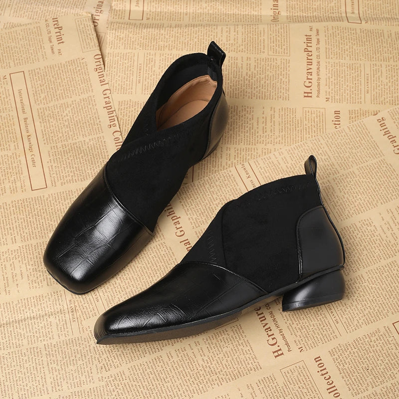 Bottines rétro à bout carré pour femmes, bottes confortables et polyvalentes à talons bas pour les déplacements, nouvelle collection automne hiver 2025