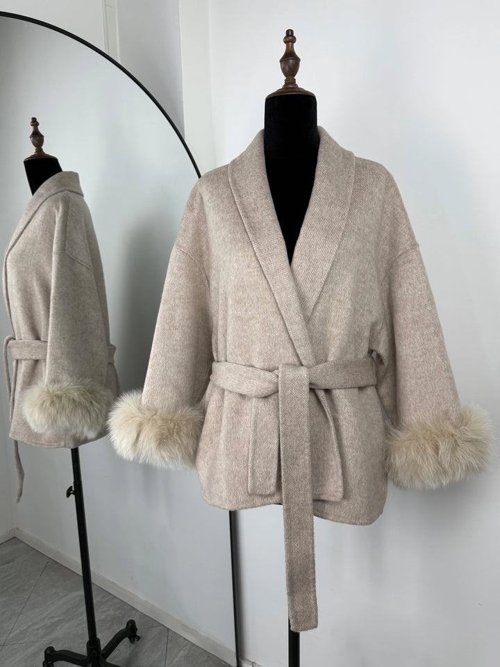 TARUXY fourrure de renard laine manteaux femmes manteau court bureau dame amovible élégant Double face laine pardessus 2025 nouvelle veste Cardigan
