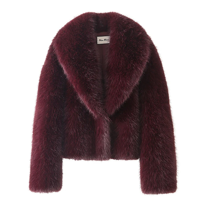 Neo Mint Street Fashion – manteau en fausse fourrure de renard pour femme, veste courte noire, Vintage, Chic, hiver 2024