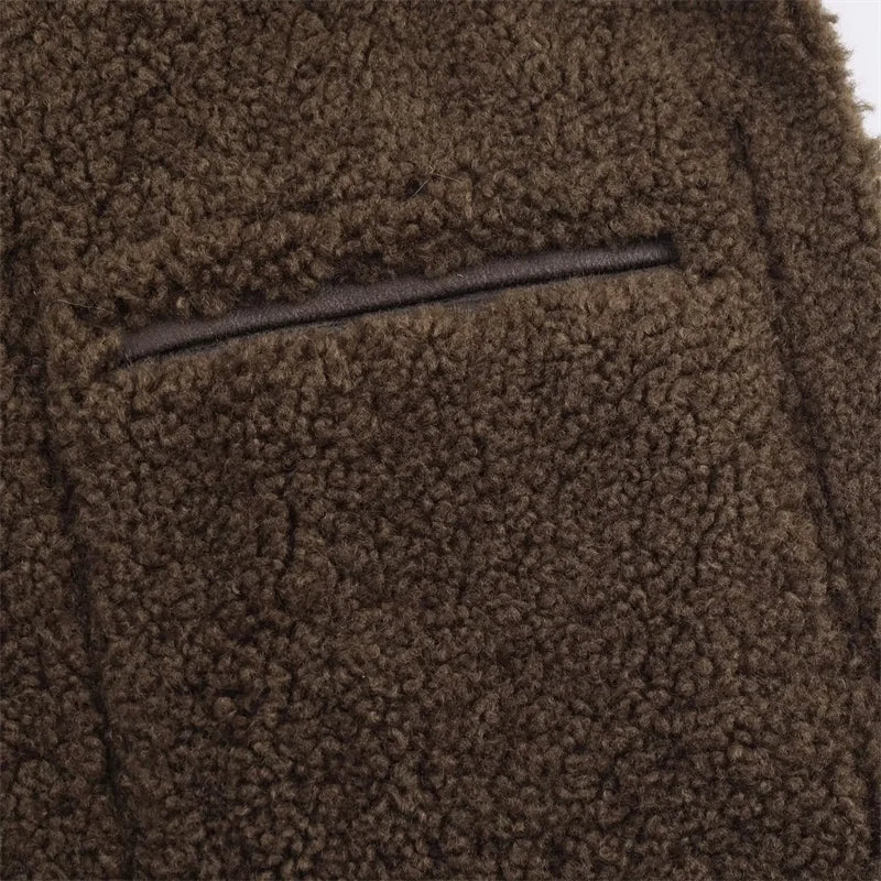 Veste femme automne manteau réversible fourrure et cuir pardessus femme velours côtelé veste en cuir