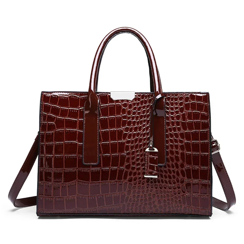 Sac à main motif crocodile pour femme, grande capacité, sac fourre-tout initié, sacs à main et sacs à main en cuir, sacs à main de luxe pour femme, designer