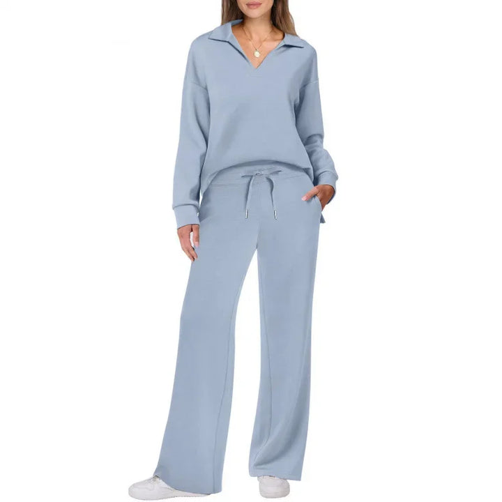 Ensemble pantalon de trajet en Fiber de Polyester pour femmes, décontracté, à la mode, manches longues, cordon de serrage, couleur unie, nouveau Style, printemps automne
