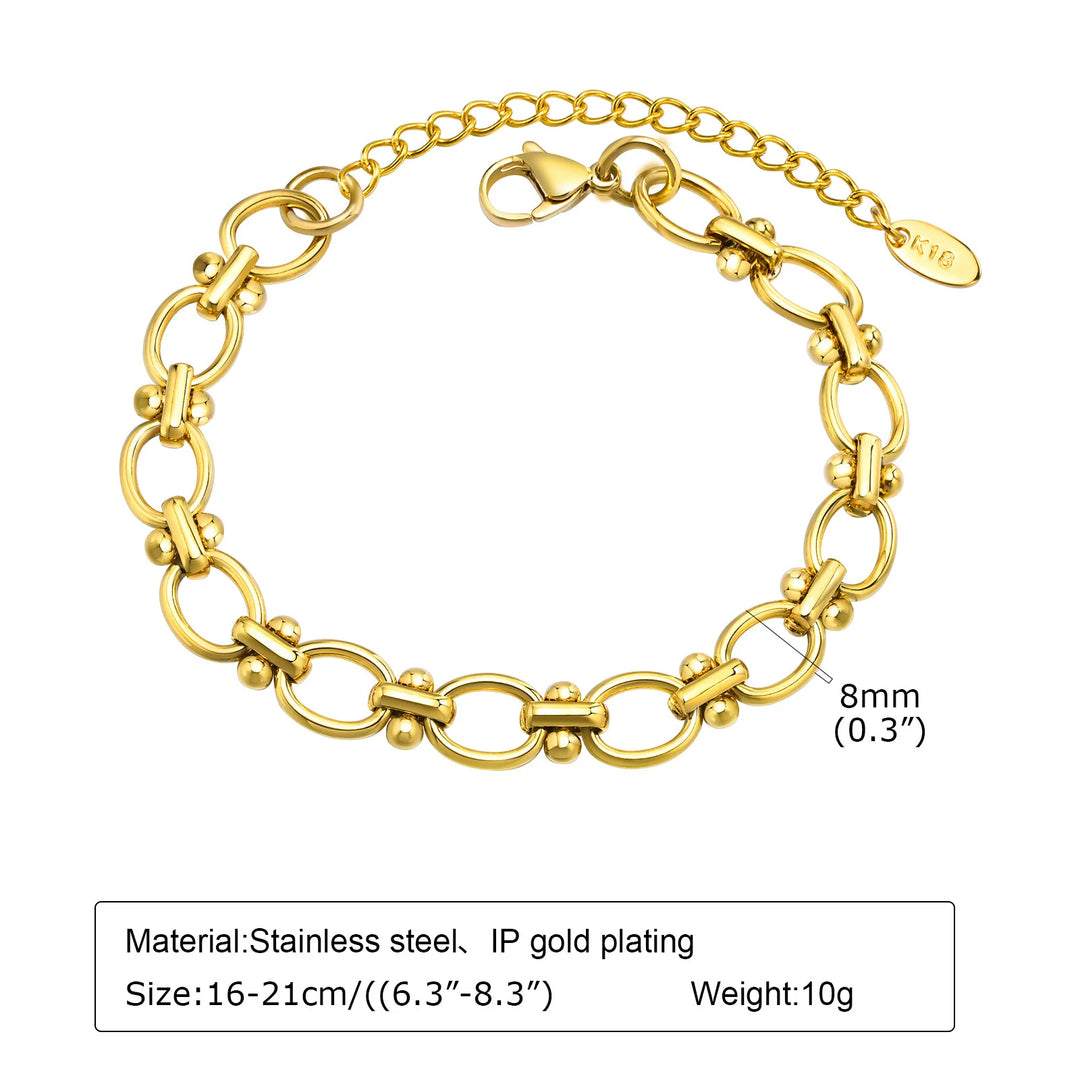 Bracelet Chaîne Dorée Acier  à Maillons Modernes Femme
