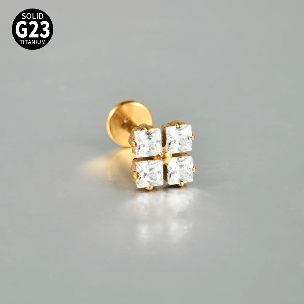 Boucle d'oreille Piercing Fleur en Titane G23 – Brillance Délicate et Confort