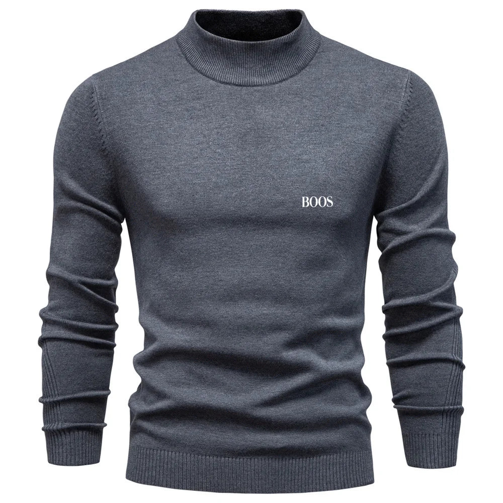 Pull homme col mi-haut à coupe ajustée, élégant et confortable