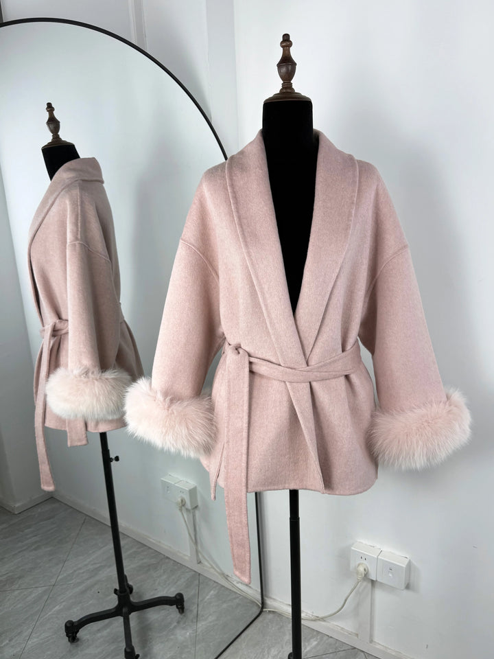 TARUXY fourrure de renard laine manteaux femmes manteau court bureau dame amovible élégant Double face laine pardessus 2025 nouvelle veste Cardigan
