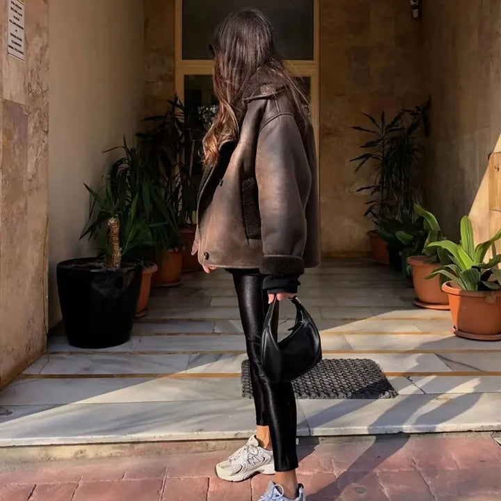 MUJER 2025 femme épais Faux cuir vestes pour femmes automne hiver manteaux chauds femme Demi-saison en peluche veste femmes vêtements d'extérieur