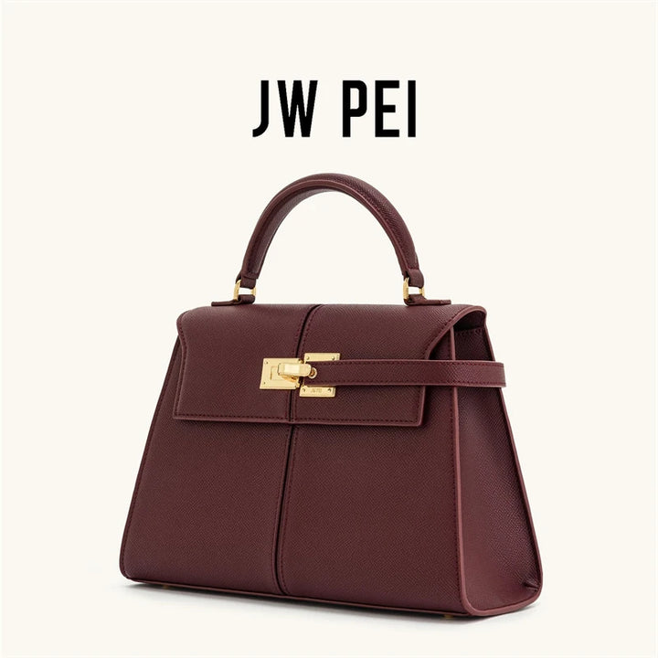 JW PEI-Grand Sac à Main Carré à Bandoulière pour Femme, Sac Haut de Gamme, Elise Designer Fashion, Bordeaux, Nouveau, 2025