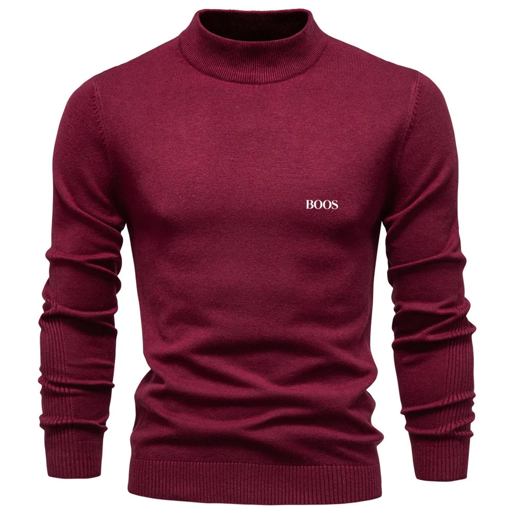 Pull homme col mi-haut à coupe ajustée, élégant et confortable