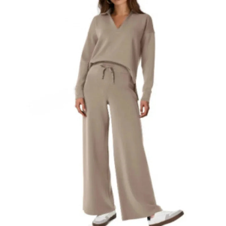 Ensemble pantalon de trajet en Fiber de Polyester pour femmes, décontracté, à la mode, manches longues, cordon de serrage, couleur unie, nouveau Style, printemps automne