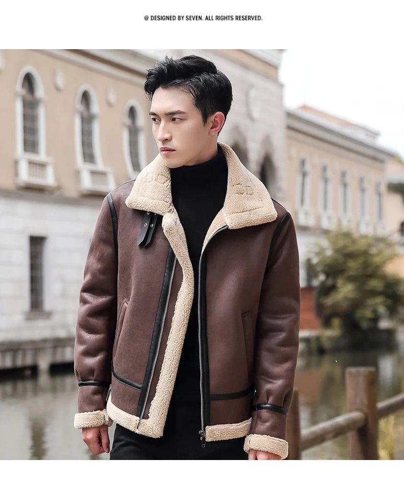 Veste en cuir  Homme Blouson Iconique Doublé – Élégance et Confort pour l’Hiver