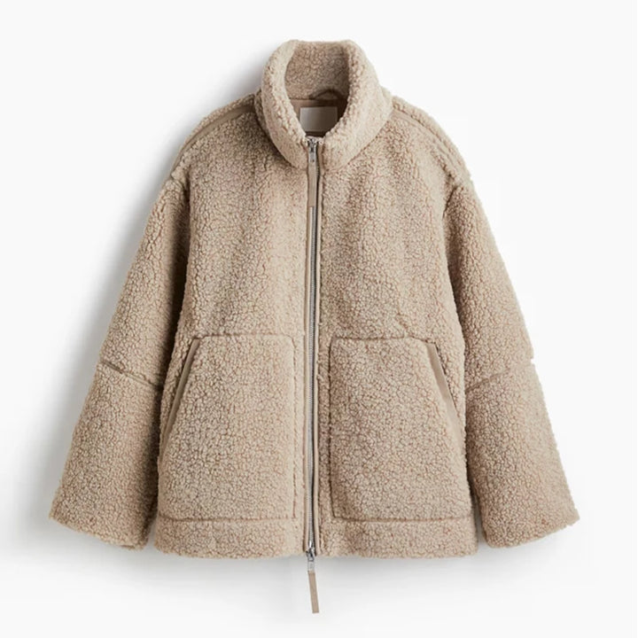2025 automne hiver fourrure une pièce laine d'agneau femmes veste à glissière femme contraste couleur peluche manteau chaud mode dame vêtements d'extérieur