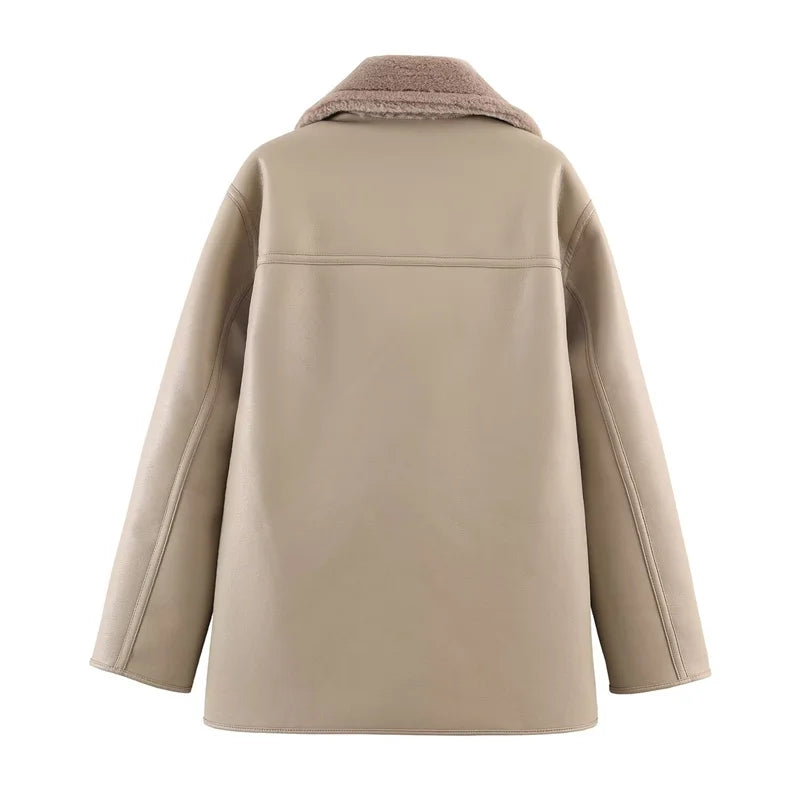 Manteau Double face réversible pour femme, haut de rue, décontracté, nouvelle Collection automne/hiver 2025