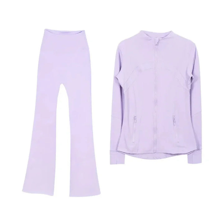 2025 L310 Tenue de yoga pour femme deux pièces pantalons longs évasés costumes
