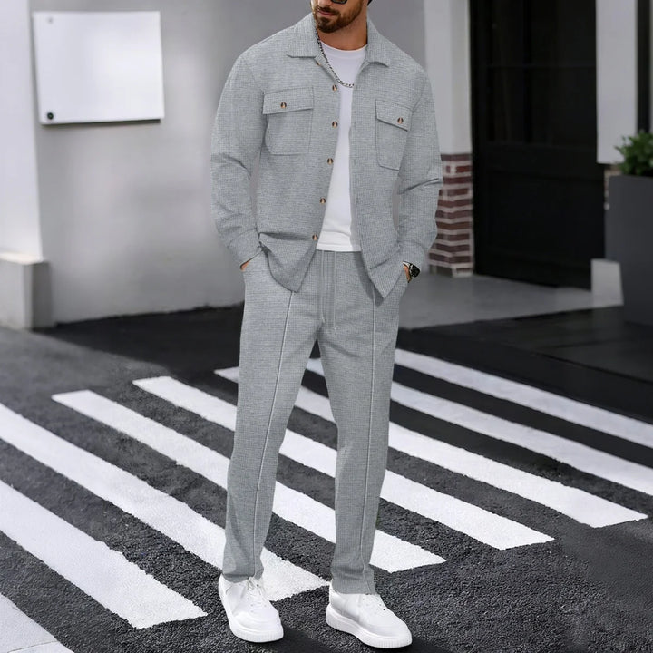 Costume décontracté pour hommes, Style de rue, couleur unie, ample, rembourré, manches longues, ensemble deux pièces, vêtements d'extérieur à la mode, printemps automne