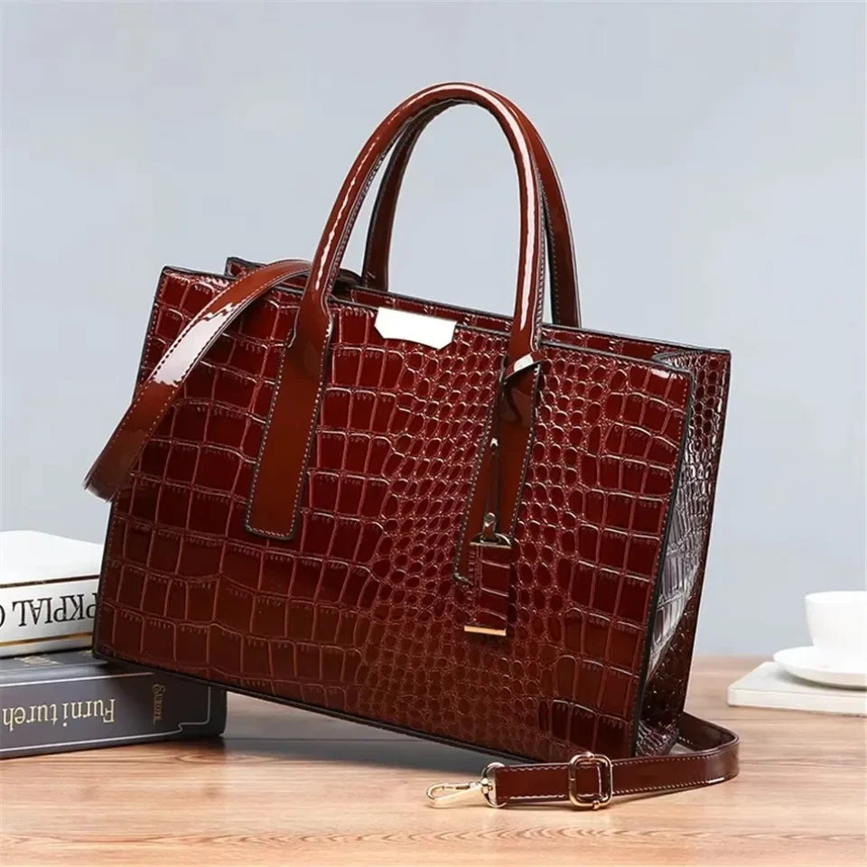 Sac à main motif crocodile pour femme, grande capacité, sac fourre-tout initié, sacs à main et sacs à main en cuir, sacs à main de luxe pour femme, designer