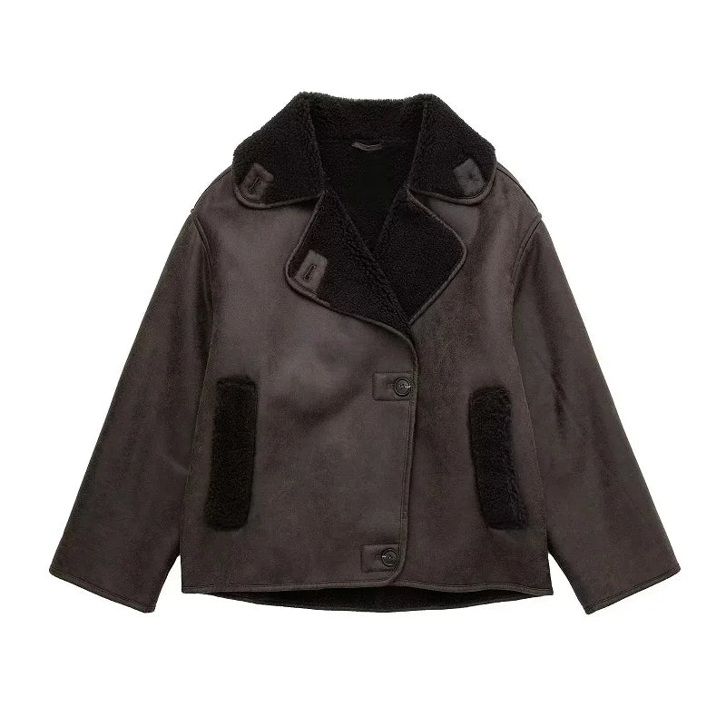 MUJER 2025 femme épais Faux cuir vestes pour femmes automne hiver manteaux chauds femme Demi-saison en peluche veste femmes vêtements d'extérieur