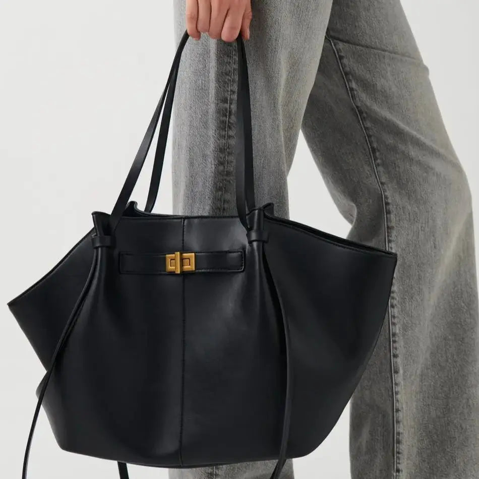 Sacs à main trapèze de grande capacité pour femmes, sacs à bandoulière de styliste avec serrure en métal, grand fourre-tout en cuir Pu de haute qualité pour les déplacements