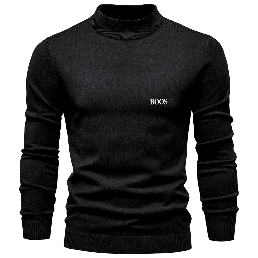 Pull homme col mi-haut à coupe ajustée, élégant et confortable