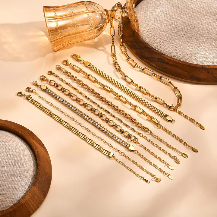 Bracelet Chaîne Dorée Acier  à Maillons Modernes Femme