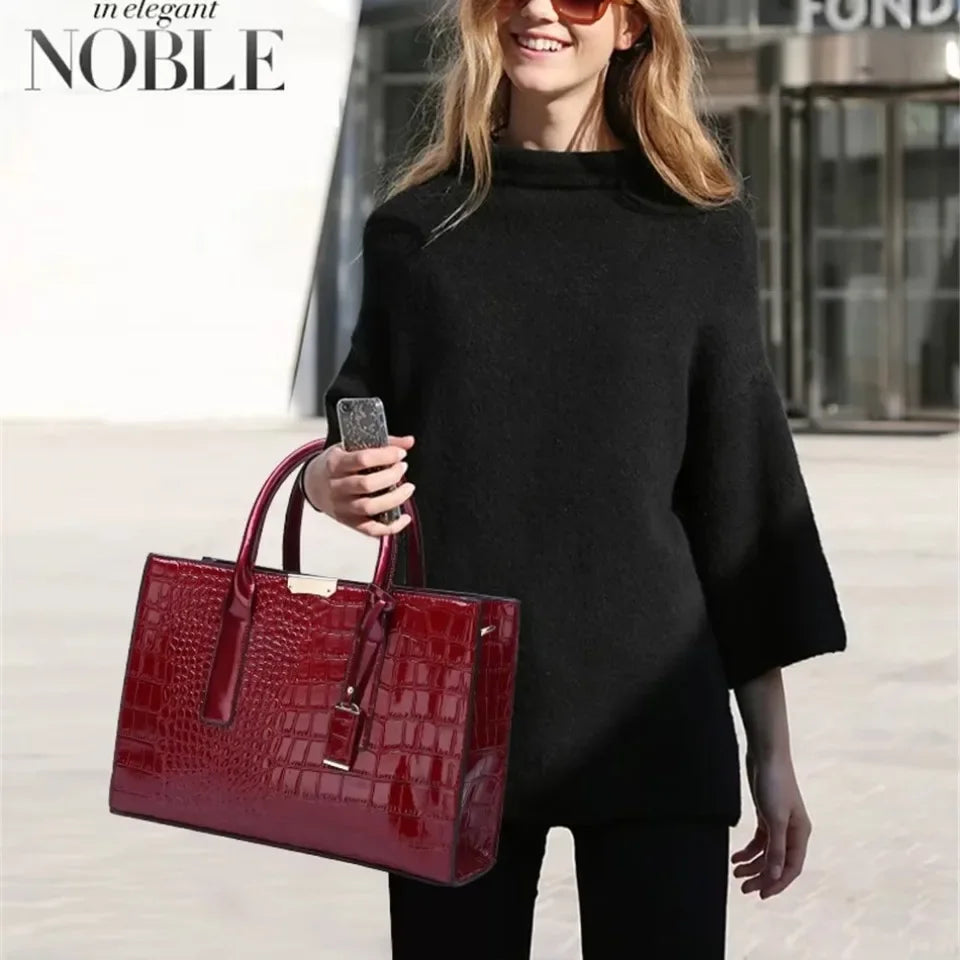 Sac à main motif crocodile pour femme, grande capacité, sac fourre-tout initié, sacs à main et sacs à main en cuir, sacs à main de luxe pour femme, designer