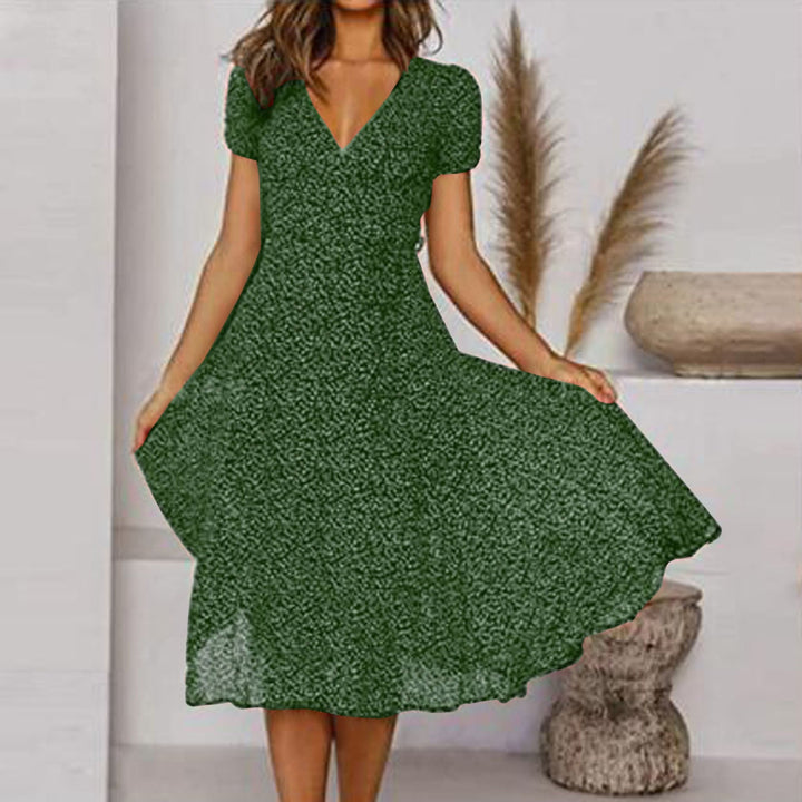 Sienna | Robe Midi Col V & Jupe Évasée Fluide