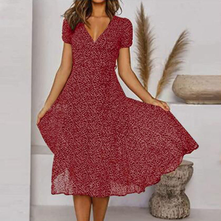 Sienna | Robe Midi Col V & Jupe Évasée Fluide