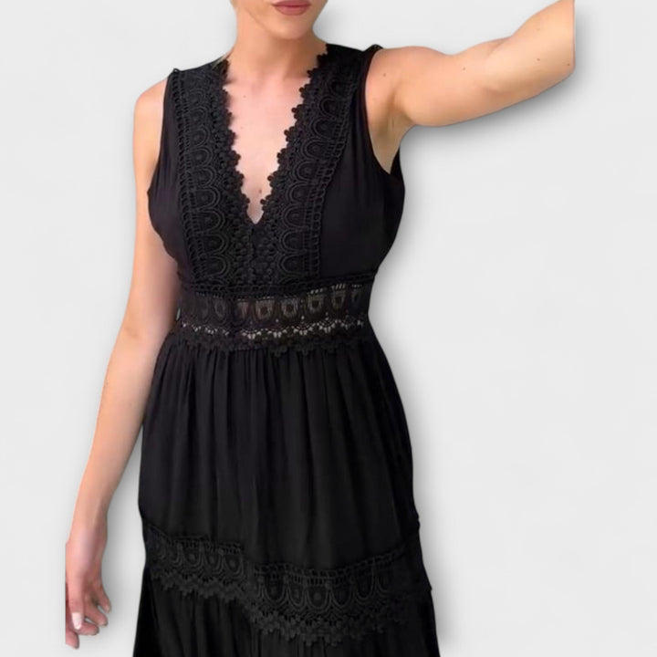 Mode Lumiére™ Aurélie - Robe en dentelle élégante avec décolleté en V