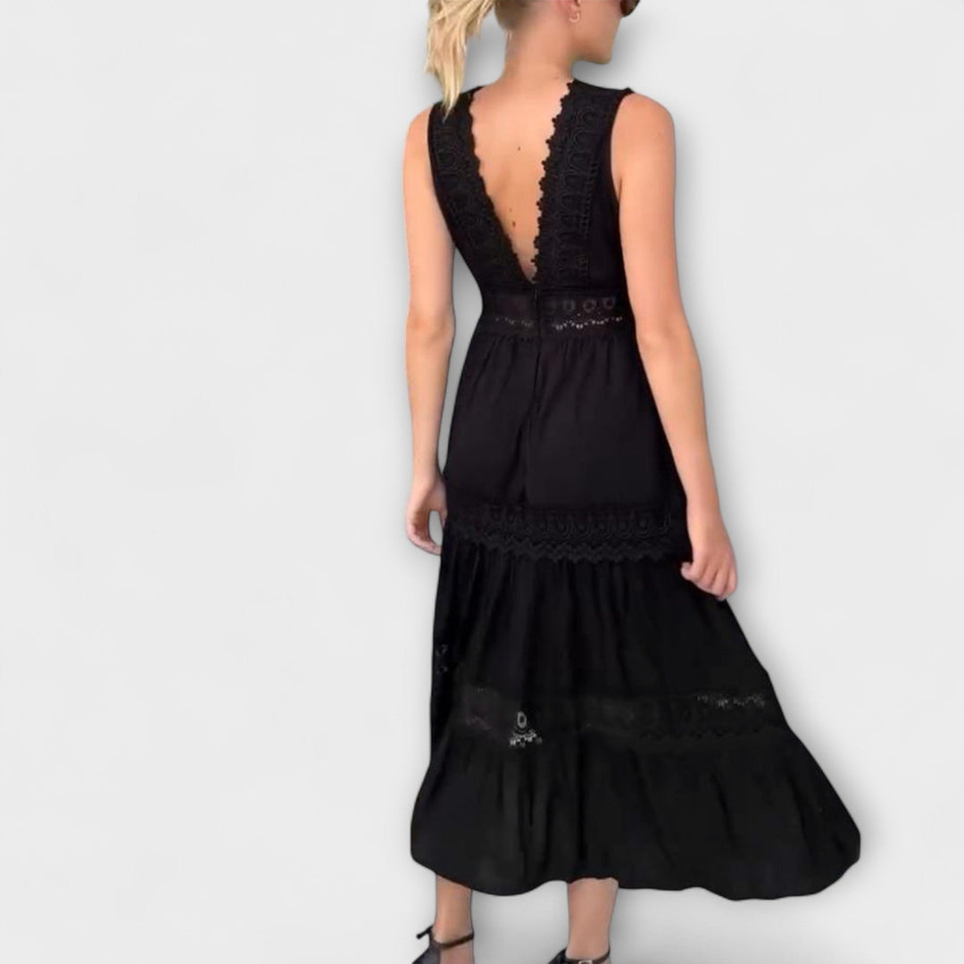 Mode Lumiére™ Aurélie - Robe en dentelle élégante avec décolleté en V