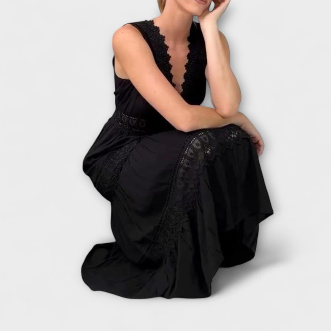 Mode Lumiére™ Aurélie - Robe en dentelle élégante avec décolleté en V