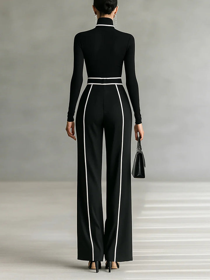 Solana - Ensemble à manches longues avec col roulé et pantalon large avec ceinture